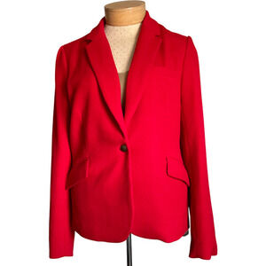 Mercer & Madison Womens Red Single Button Blazer Jacket‎ Size L Rayon Blend